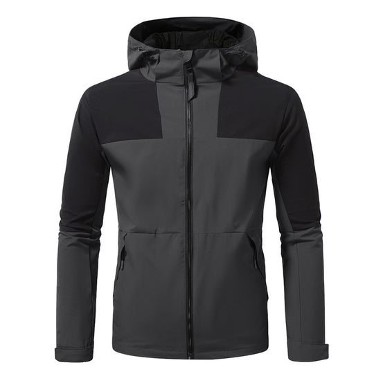 Herren funktionale Outdoor-Jacke mit verstellbarem Kapuzenbereich EB