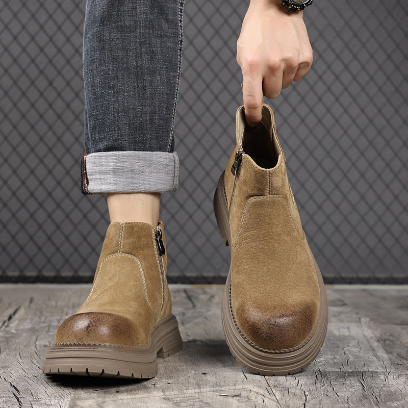 Damen Robuste Chelsea-Stiefel aus weichem Wildleder mit seitlichem Reißverschluss EB