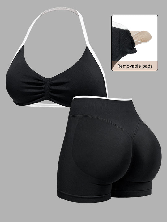 Damen Sportlicher Bikini mit gepolstertem Oberteil und hoher Taille EB