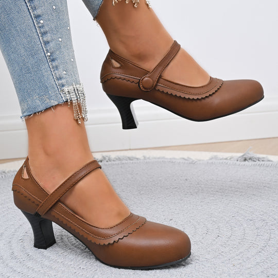 Damen Absatzschuhe mit verstellbarem Riemen und eleganter Schnalle EB