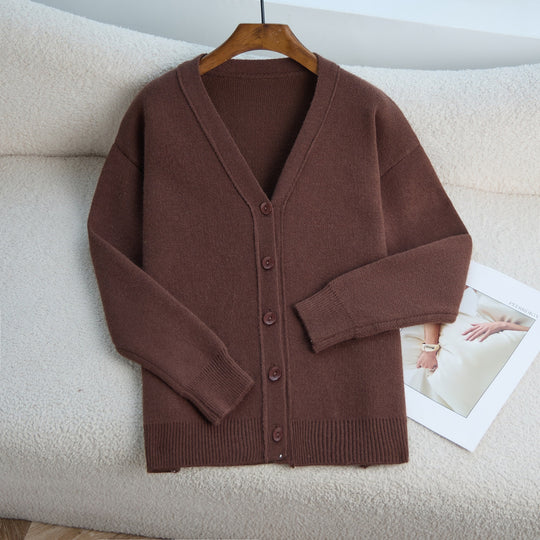 Damen Strick-Cardigan mit V-Ausschnitt und feiner Knopfleiste EB