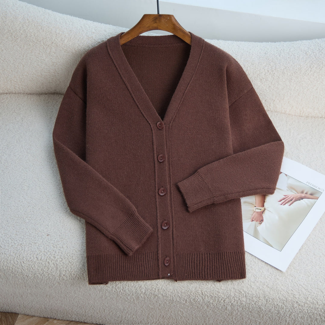 Damen Strickjacke mit V-Ausschnitt und feiner Rippstruktur EB