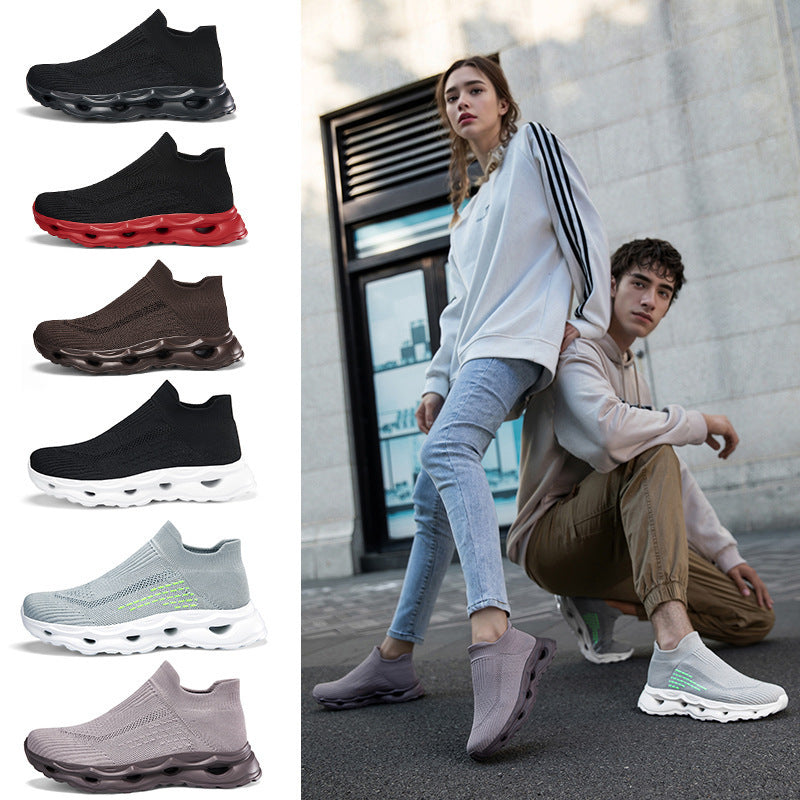 Unisex nan sockenartiger Strickslipper mit gelochter Hohlkammer-Dämpfung EB