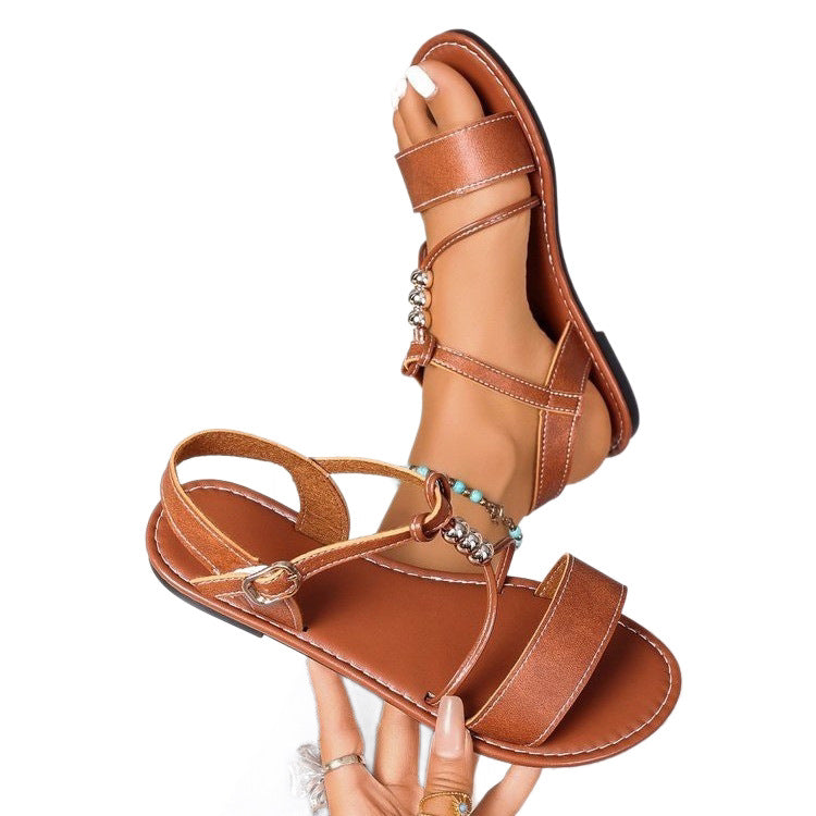 Damen modische Riemchen-Sandalen mit dekorativen Akzenten EB