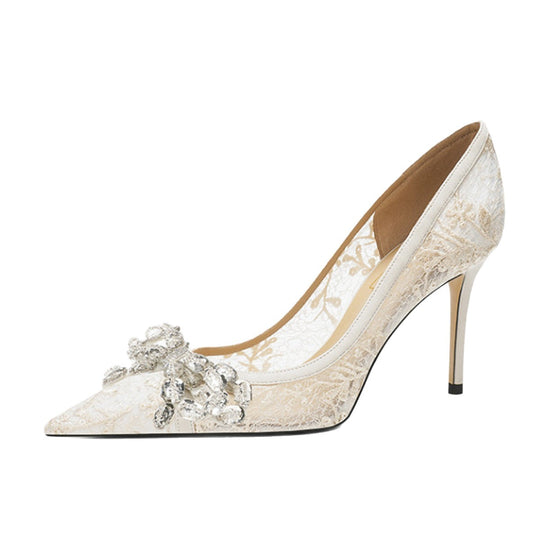 Damen elegante Pumps mit luxuriösem Strass-Detail EB