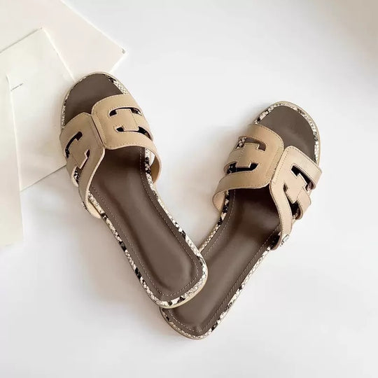 Damen Komfortable Slippers mit dekorativem Riemen und hochwertiger Sohle EB