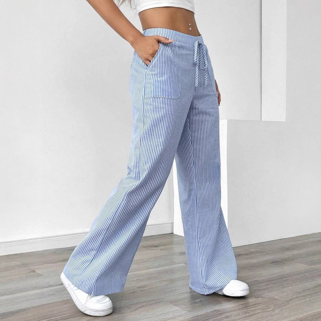 Damen nan weite Baumwoll-Loungehose mit Tunnelzug und Seitentaschen EB