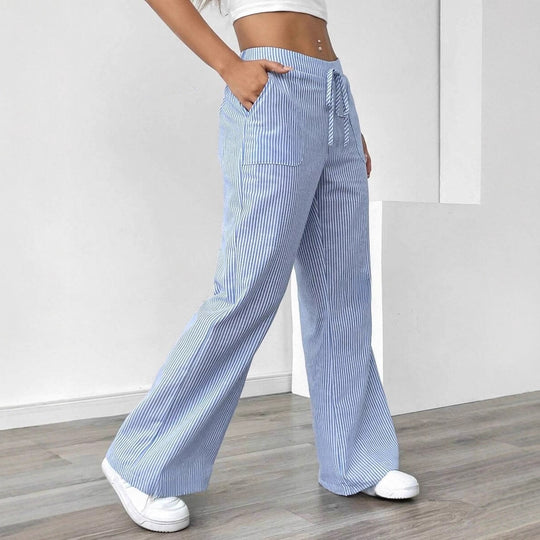 Damen nan weite Baumwoll-Loungehose mit Tunnelzug und Seitentaschen EB