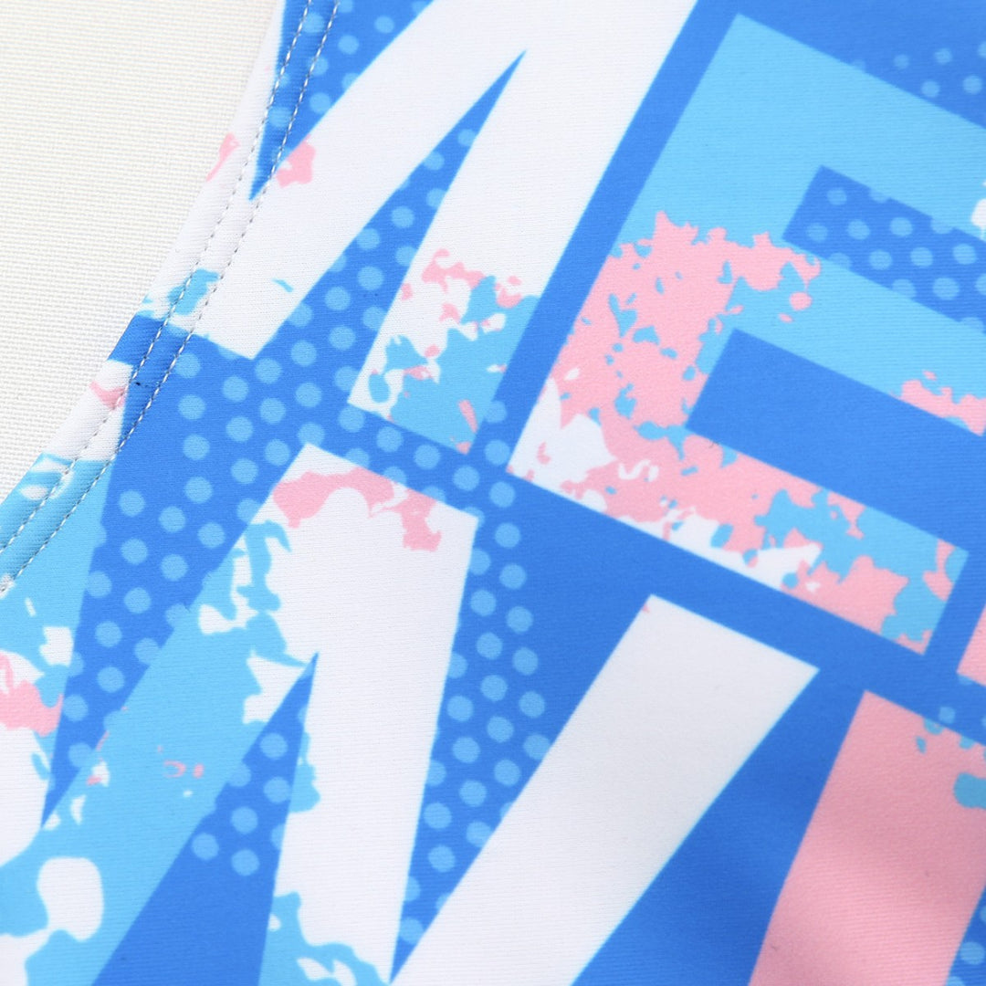 Damen Einteiliger Sportbadeanzug mit grafischem Print EB