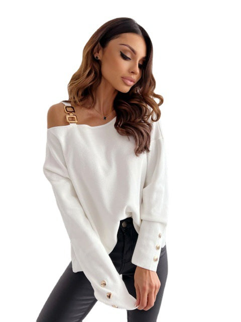 Damen lässiger Pullover mit schulterfreier Detailgestaltung EB