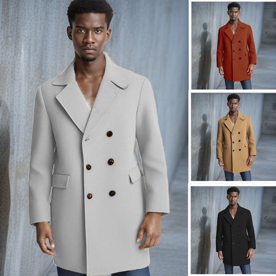 Herren eleganter Doppelreiher-Mantel mit modernem Schnitt und praktischen Taschen EB