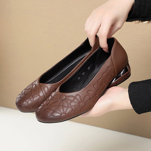 Damen Ballerinas mit floralem Design und elegantem Blockabsatz EB