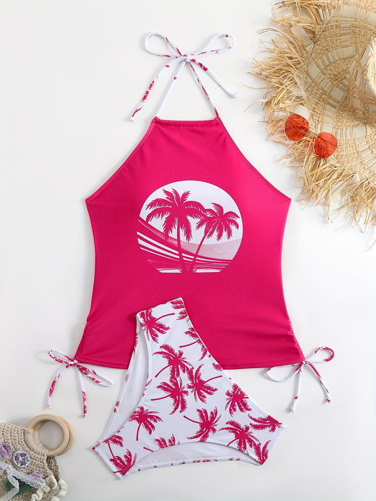 Damen Tankini-Set mit floralem Palmendruck EB