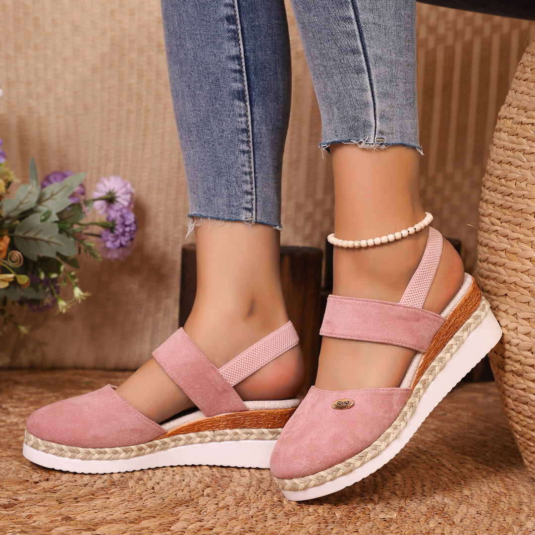 Damen komfortable Keil-Sandalen mit elastischen Riemen EB