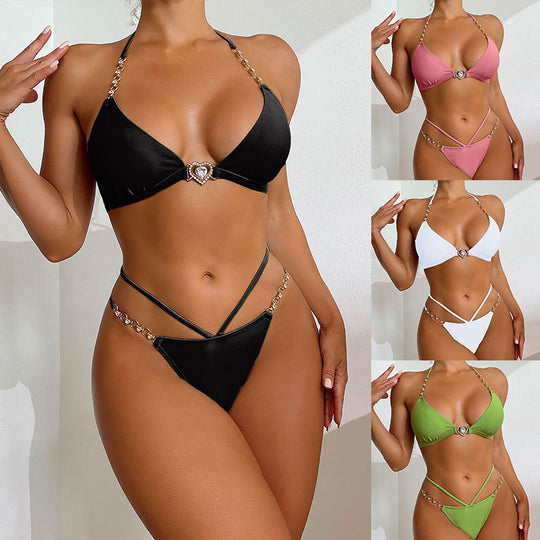 Damen Triangel-Bikini mit verführerischem Schmuckdetail EB