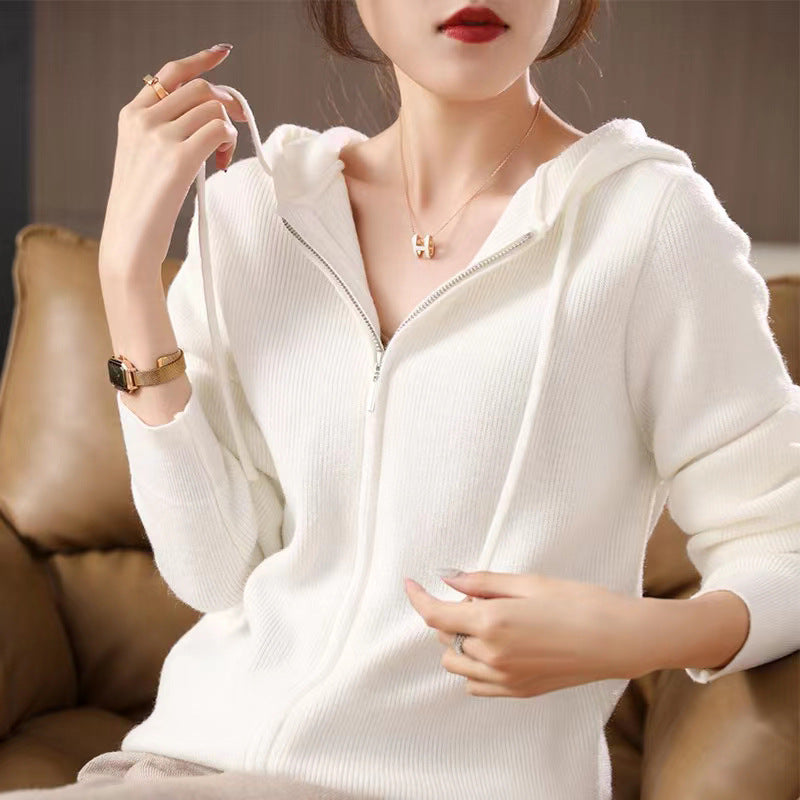 Damen Sportlicher Zip-Hoodie aus feinem Strick EB