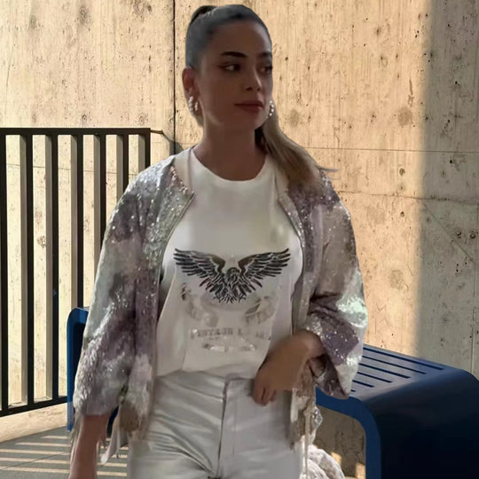 Damen Glitzernde Bomberjacke mit sportlichem Flair EB