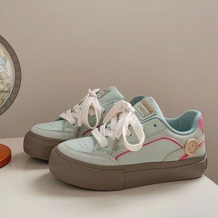 Damen Modische Sneakers mit dickem Plateau und atmungsaktivem Obermaterial EB