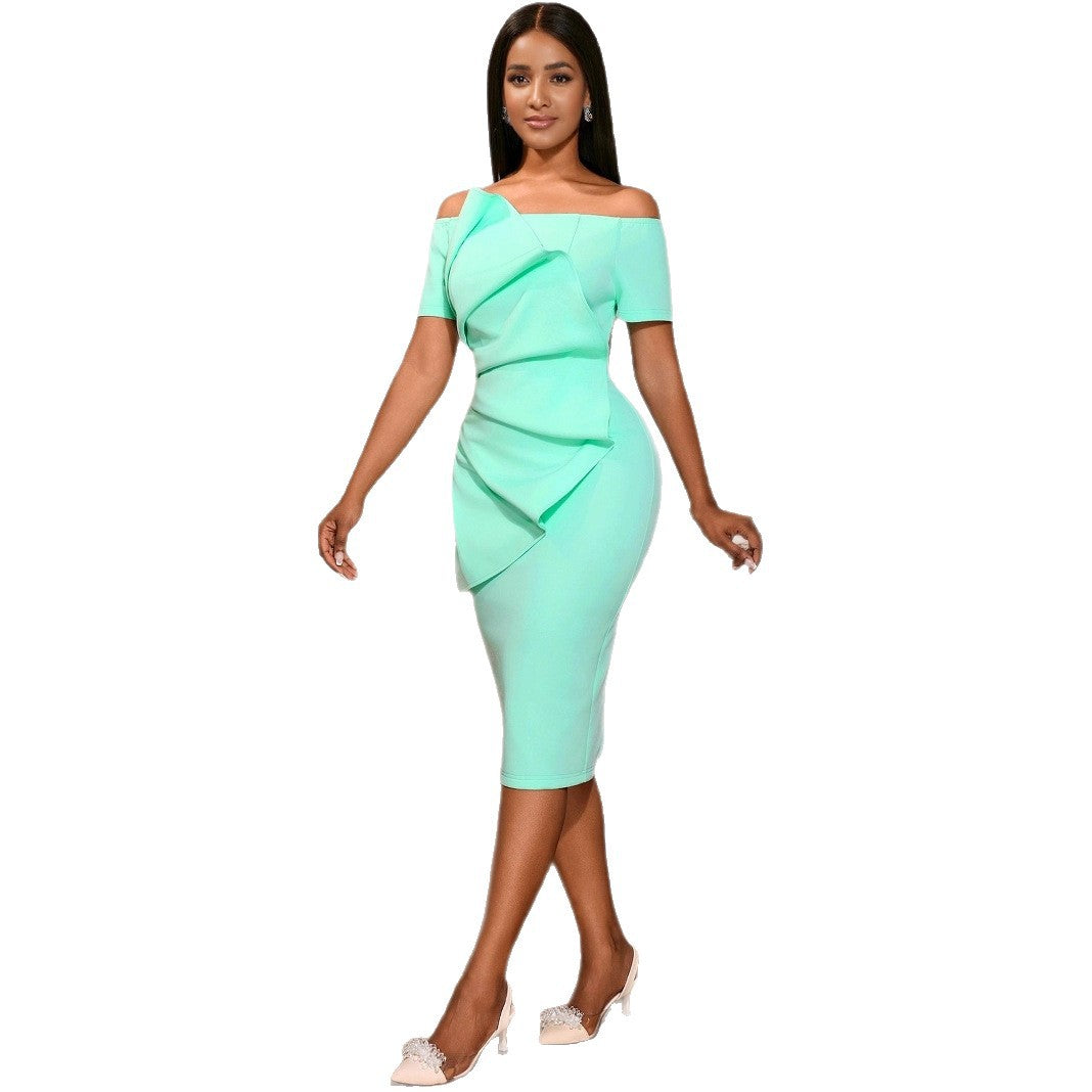 Damen Elegantes Wickelkleid mit asymmetrischem Design und Drapierungen EB