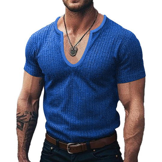 Herren Ribbed V-Ausschnitt T-Shirt EB
