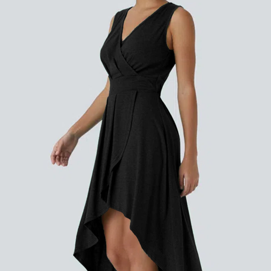 Damen Wickelkleid mit asymmetrischem Saum und elegantem Schnitt EB