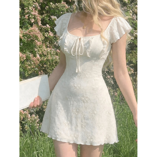 Damen Minikleid mit floralem Design und romantischen Rüschen EB