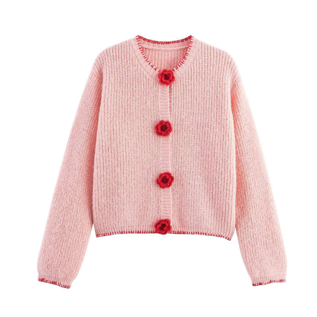 Damen Strickjacke mit Blumenapplikationen EB
