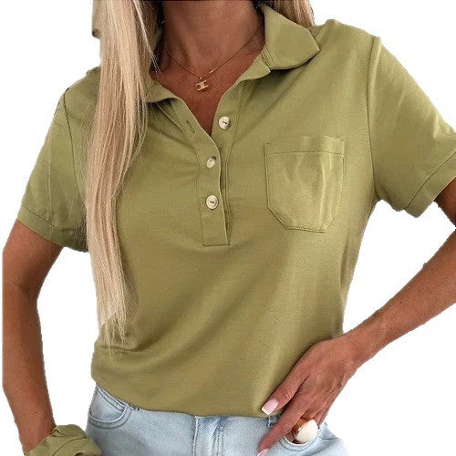 Damen Poloshirt mit Knopfleiste und Brusttasche EB