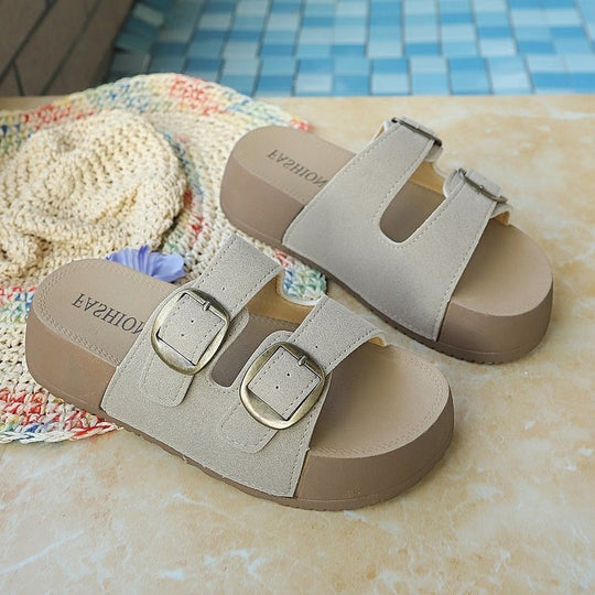 Damen Komfortable Riemensandalen mit modischen Doppelschnallen EB