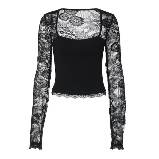 Damen Elegantes Oberteil mit Spitzendetails EB