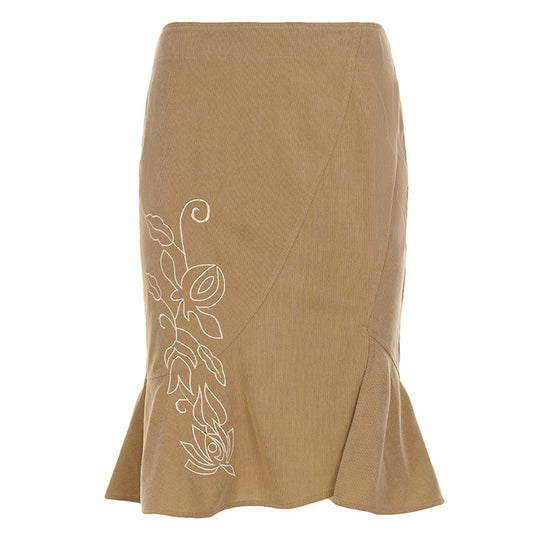 Damen eleganter und verspielter Wickelrock mit floralem Design und weitem Saum EB