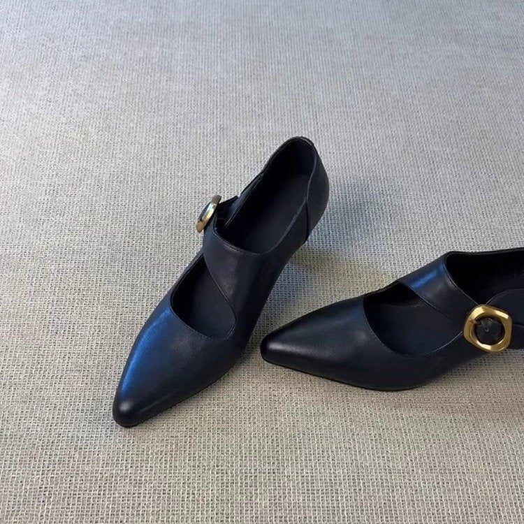 Damen elegante Mary Jane Schuhe mit modischem Schnallenverschluss EB
