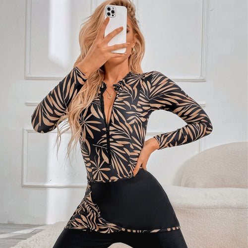 Damen modischer Sportanzug mit Zip und lässiger Passform EB