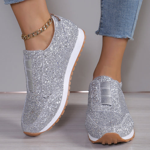Damen Glitzernde Slip-On Sneakers mit komfortabler Sohle EB
