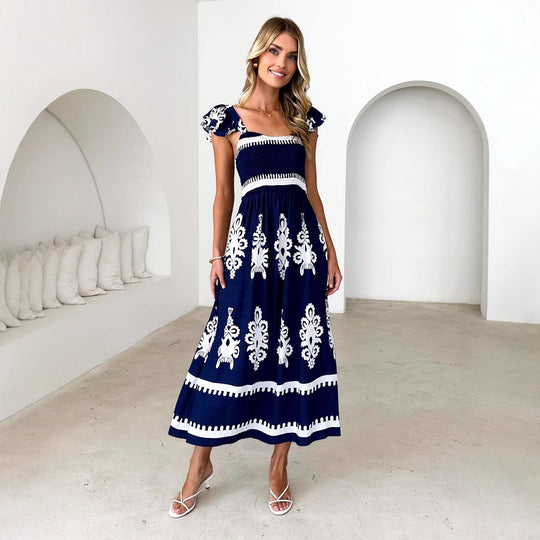 Damen Maxikleid mit verspieltem Rüschendesign und floralem Print EB