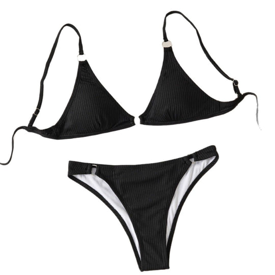 Damen Triangel-Bikini mit feinem Ripp-Design und verstellbaren Trägern EB
