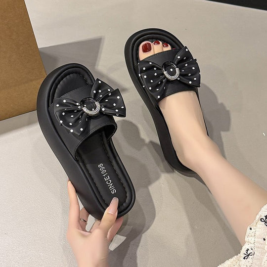 Damen elegante Plateau-Sandalen mit Schleifenverzierung EB