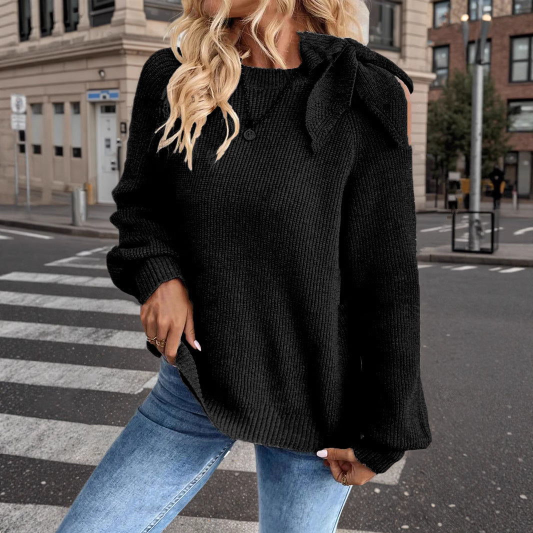 Damen lässiger Pullover mit besonderem Schulterdesign EB