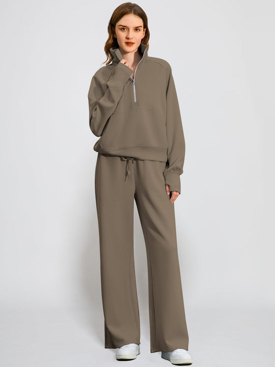 Damen Sportives Set mit Stehkragen und weitem Beinschnitt EB