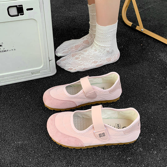 Damen Komfortable Ballerinas mit verstellbarem Riemen und atmungsaktivem Innenfutter EB