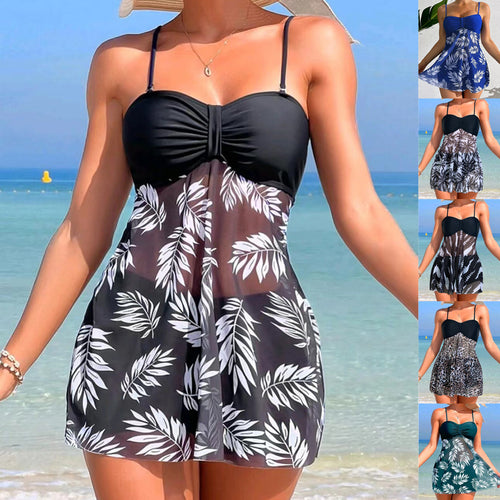 Damen Tankini-Set mit floralem Oberteil und sportlicher Shorts EB