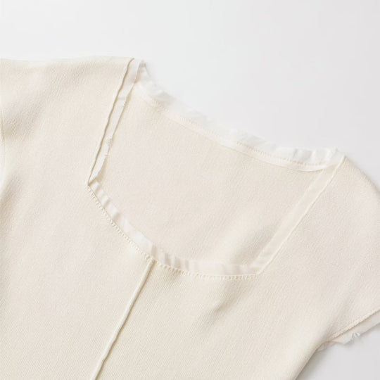 Damen figurbetontes kurzärmliges Shirt mit Rippstruktur EB