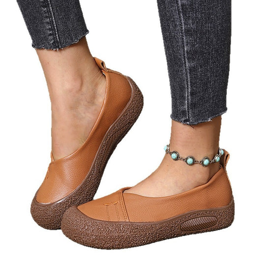 Damen nan komfortable Slip-On Plateau-Ballerina mit strukturierter Gummilaufsohle und weichem PU-Obermaterial EB