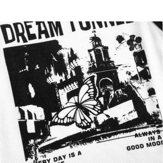 Damen Crop-Top mit kreativem Grafikdruck und sportlichem Design EB