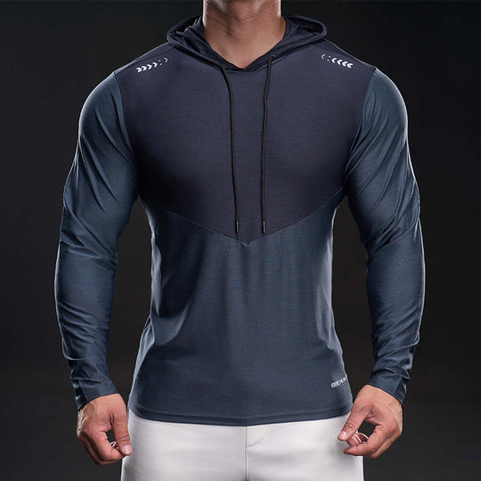 Herren Funktionelles Langarm-Hoodie für Training mit Stretch und Atmungsaktivität EB