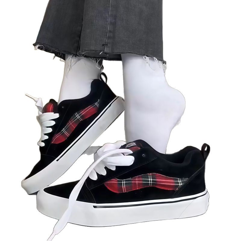Damen Modische Sneakers mit kariertem Design und bequemem Fußbett EB