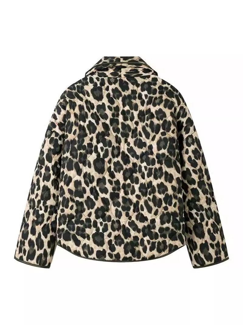 Damen modische Leo-Jacke im lässigen Schnitt mit praktischen Taschen EB