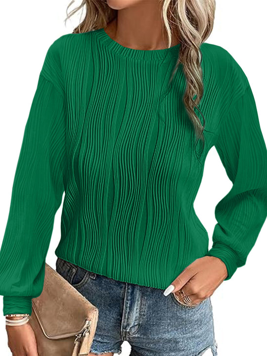 Damen plissierter Langarm-Pullover EB