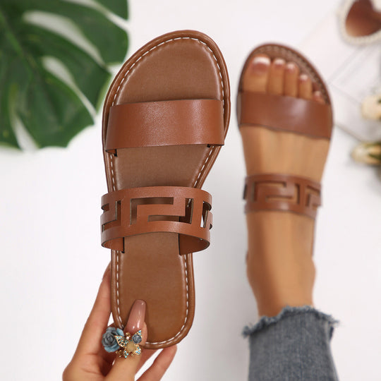 Damen Bunte Leder-Sandalen EB