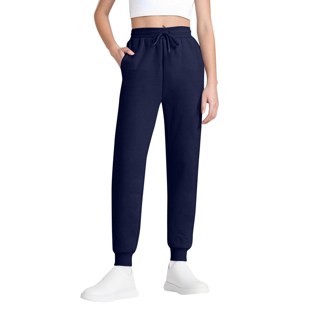Damen nan schlanke hochgeschnittene Jogginghose mit Tunnelzug, Eingrifftaschen und Bündchen EB